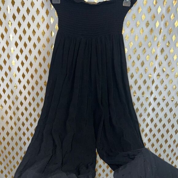 Tube top jumpsuit smocked flowy black Miss Tina size 4 - Picture 3 of 5